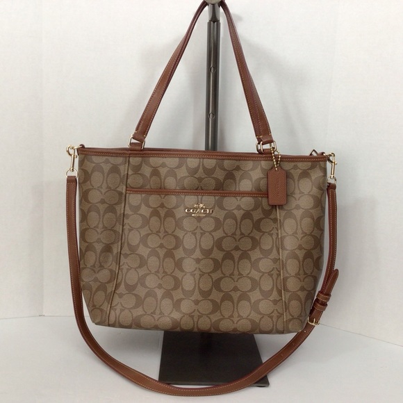 Coach Brown and Tan Signature C’s Tote/Crossbody - Picture 1 of 11